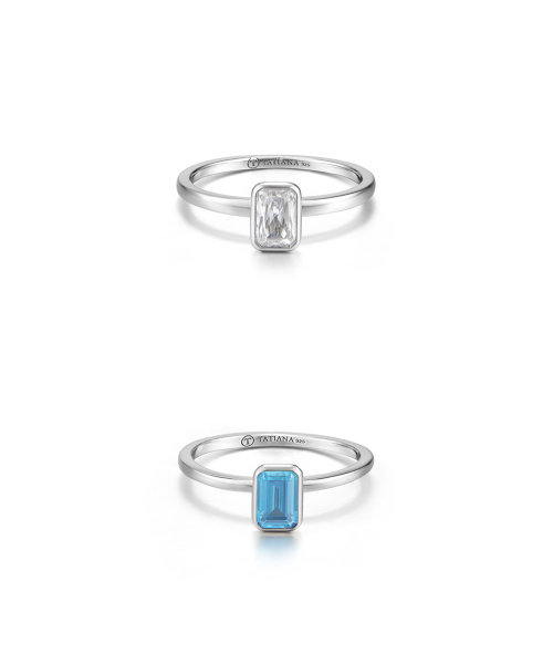 TATIANA - [Silver 925] Blue Sapphire Emerald Bezel Ring_CR0488