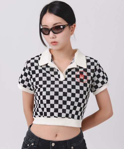 TERRY CROP PK SHIRTS (BLACK)