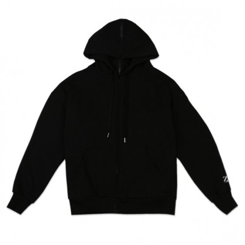 Однотонное короткое худи на молнии с начесом (Black)