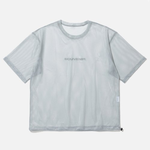 수베니어 하프 슬리브 메쉬 티셔츠 - 그레이