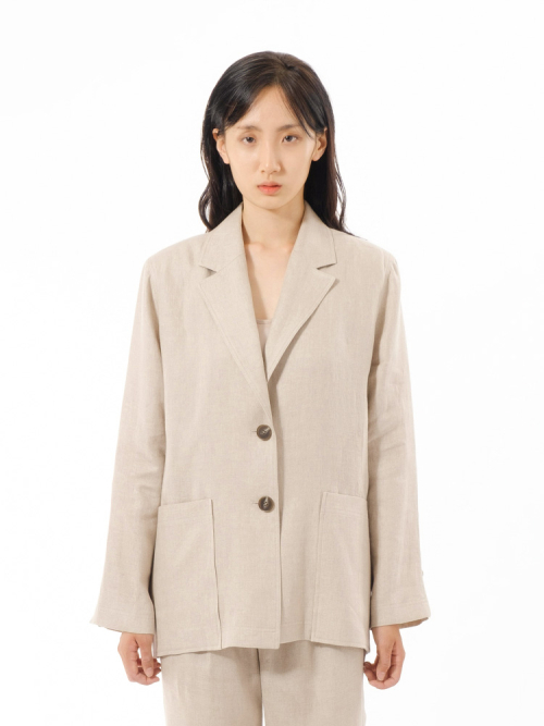 Оверсайз блейзер COLIN07BBG из премиум льна Butter Beige