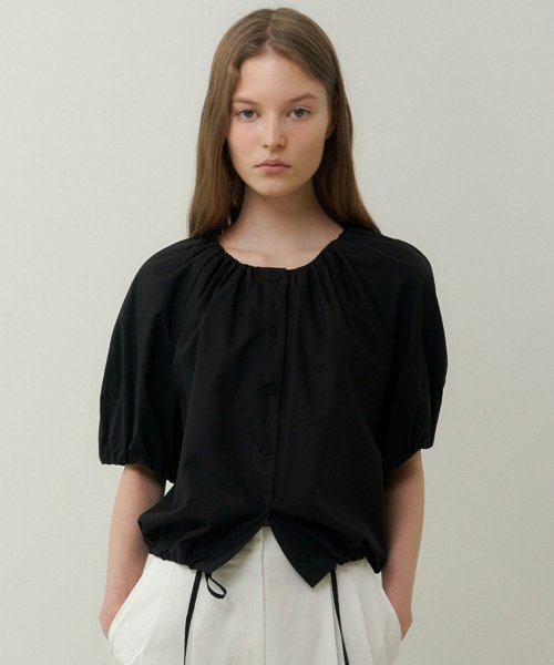 cotton balloon blouse (black)