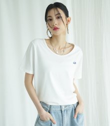 Loose fit U-neck T-shirt WHITE