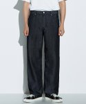 오더아카이브(ORDER ARCHIVE) Minimal wide jeans - 논페이드 로우 블랙진