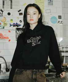 W HOTFIX SELLER LOGO HOODIE BLACK(CV2CFFM409A)