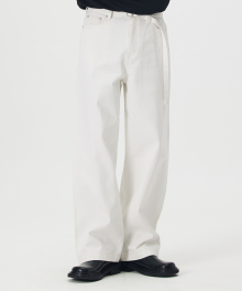 REAL WIDE BELTED DENIM WHITE / WIDE