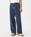 REAL WIDE ONE TUCK DENIM M/BLUE / WIDE