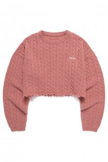 SERIF LOGO CROPPED CABLE KNIT PINK(CY2CFFK604A)