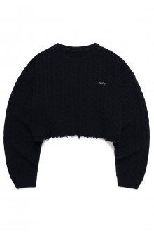 SERIF LOGO CROPPED CABLE KNIT NAVY(CY2CFFK604A)