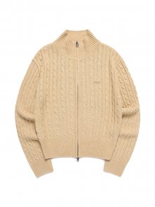 SERIF LOGO CABLE KNIT ZIP-UP IVORY(CY2CFFK680A)