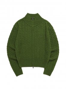 SERIF LOGO CABLE KNIT ZIP-UP GREEN(CY2CFFK680A)