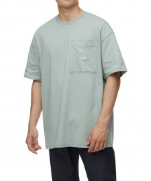 OTW 오버사이즈 로고 포켓 반소매 티셔츠 - 그린 밀리유 / VN0A7PZOYV21