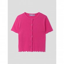 핑크 골지 카디건형 반팔 티셔츠 (162742GY1X)