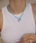 메리모티브(MERRYMOTIVE) Love lock aqua gemstone necklace
