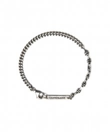 BA017 [Silver925] Skull unbalance chain bracelet