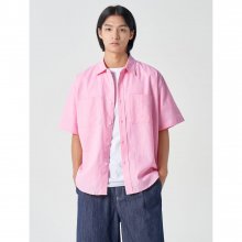 [리넨 블렌디드] 라이트 핑크 코튼 반팔 셔츠 (452665LQ2Y)