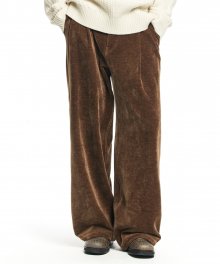 VELVET TWILL TWO TUCK WIDE PANTS BROWN