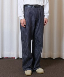 Wide Vertical Clean Denim Pants [Indigo]