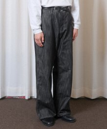 Wide Vertical Clean Denim Pants [Black]