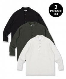[2PACK] 베이직 헨리넥 셔츠 (컬러선택가능)