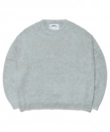 CROPPED HAIRY KNIT - LIGHT GRAY
