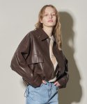 줄리아페페(JULIAPEPE) Daily Crop Leather Jacket (Brown)