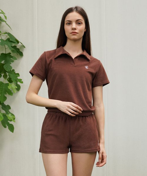Теннисное поло Terry Open Collar (Brown)