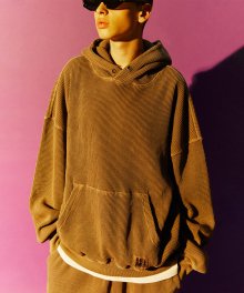 WAFFLE PIGMENT HOODIE (BROWN) [LRQFCTH357M]