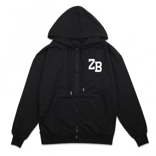 Худи на молнии из 100% органик-хлопка с лого ZB (Black)
