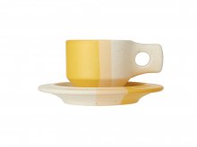Color Block Line Flat Cup & Saucer - Sunny Yellow