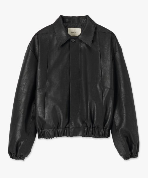 MUSINSA | LEMARD Overfit Incision Pocket Vegan Leather Jacket - Black