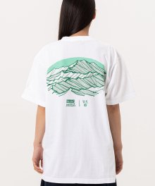 한국의 산 시리즈 그래픽 반팔 라운드 넥 티셔츠 지리산 화이트