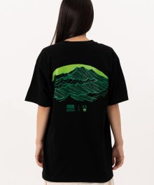 한국의 산 시리즈 그래픽 반팔 라운드 넥 티셔츠 지리산 블랙