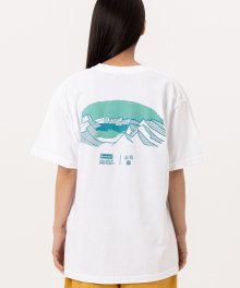 한국의 산 시리즈 그래픽 반팔 라운드 넥 티셔츠 백두산 화이트
