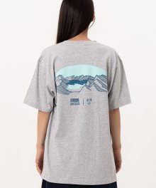 한국의 산 시리즈 그래픽 반팔 라운드 넥 티셔츠 백두산 그레이