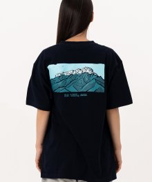 한국의 산 시리즈 그래픽 반팔 라운드 넥 티셔츠 설악산 네이비