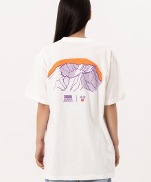 한국의 산 시리즈 그래픽 반팔 라운드 넥 티셔츠 한라산 크림