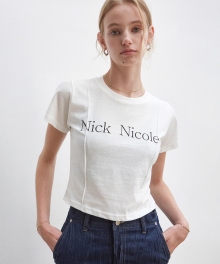 NICOLE PINTUCK CROP TEE_WHITE