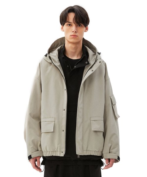 MUSINSA | IL CORSO [TEFLON] Beige Balloon Fit Hoodie Filling Jacket  IEJU2F302I2