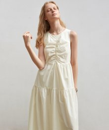 SHIRRING SLEEVELESS DRESS_CREAM