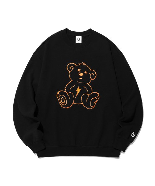 MUSINSA ISTKUNST Fleece lined Thunder Bear Sweatshirt Black IK2CFMM442A