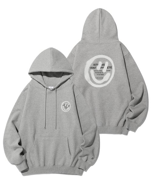 MUSINSA | ISTKUNST [Fleece-lined] Logo & Smiley Hoodie Gray