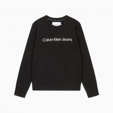 [중복상품 판매종료] 여 블랙 레귤러핏 인스티튜셔널 로고 기모 스웨트셔츠 J220122 BEH