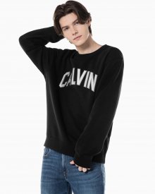남녀공용 블랙 릴렉스핏 CALVIN 로고 기모 스웨트셔츠 J400214 BEH