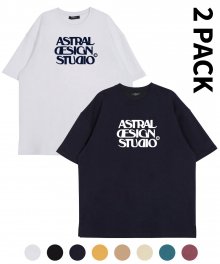[패키지] 2 PACK 아스트랄 디자인 스튜디오 라운드 넥 15수 면 반팔 티셔츠