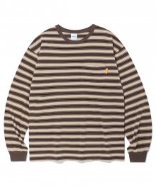 STRIPED POCKET LS TEE BEIGE(MG2CFMT570A)