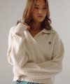 CASHMERE TWISTED COLLARED KNIT IVORY