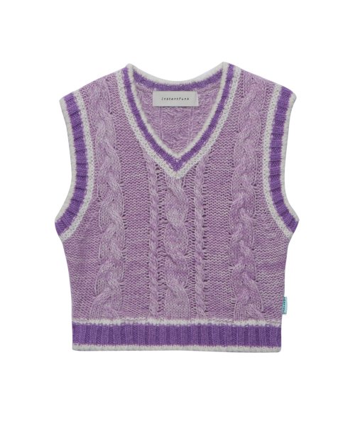 MUSINSA | INSTANTFUNK Wool Cable Knit Sweater Crop Vest - Lavender