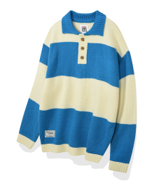 VSW Washable Stripe Polo Knit Blue