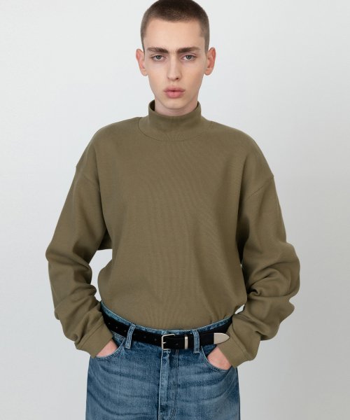 Топ в рубчик с воротником-стойкой LIGHT BROWN